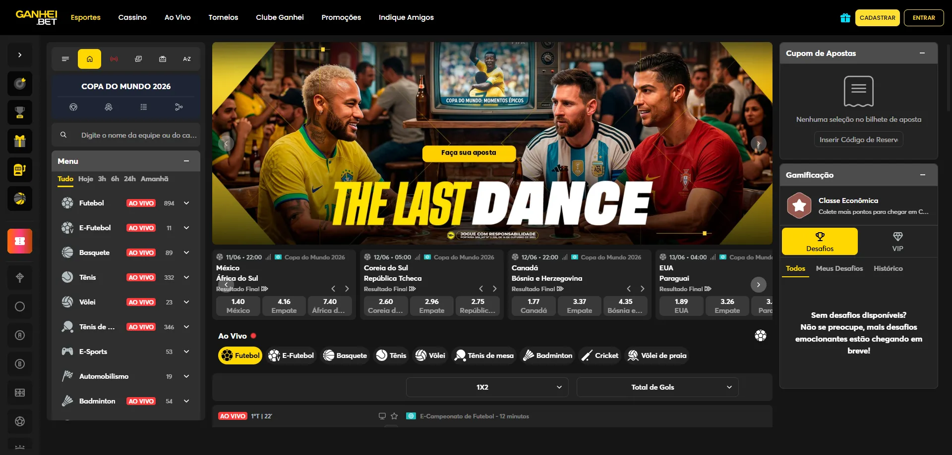 Apostas esportivas na Ganhei Bet — futebol, esports e mercados ao vivo no Brasil